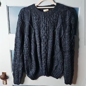 L. L. Bean Women's Vintage Navy Silk Cable Knit Sweater